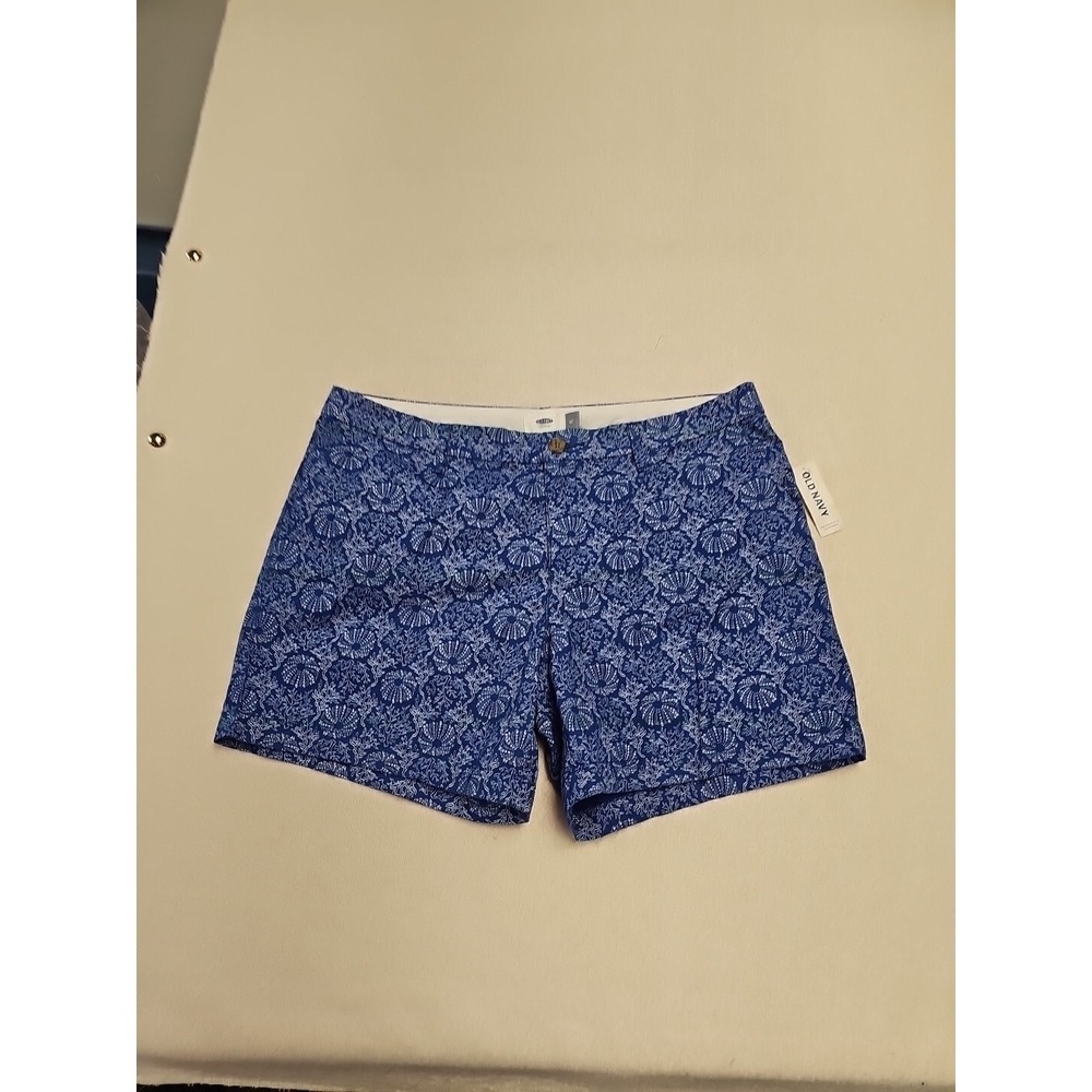 Old Navy Pixie Short Womens 10 Blue White Coastal Coral Sea Urchin Print Stretch